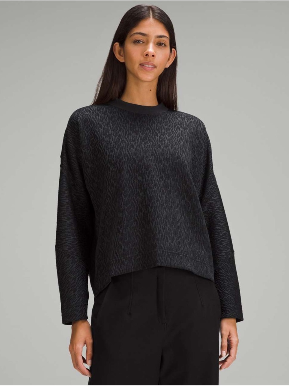 lululemon athletica Black Textured Crewneck Sweatshirt